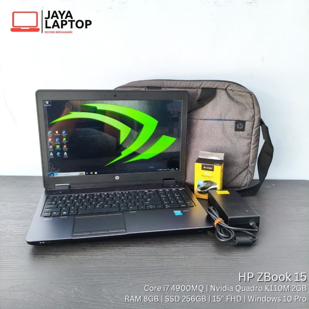 HP Zbook 15 G1 Core i7 RAM 8GB SSD 256GB Nvidia Quadro 15 inch Laptop Second Bekas Murah