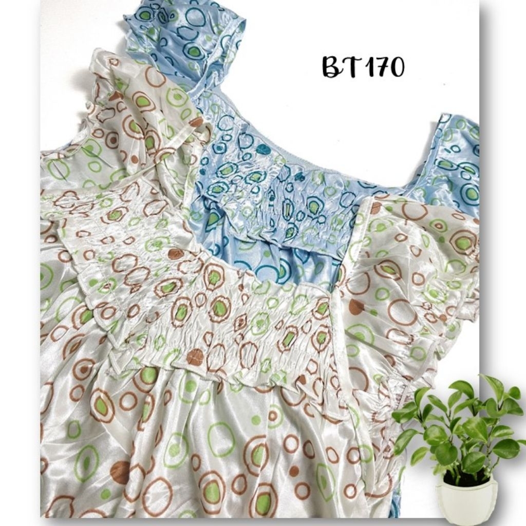 Baju tidur daster sleepdress busui bahan tricot tebal BT 170 Biru