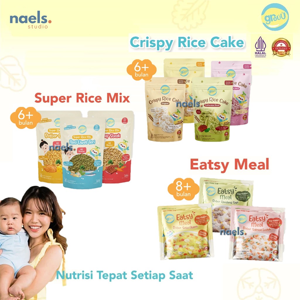 Naels Studio - Grouu Crispy Rice Cake, Eatsy Meals & Rice Mix / Beras MPASI BB booster Rice Anak Bay