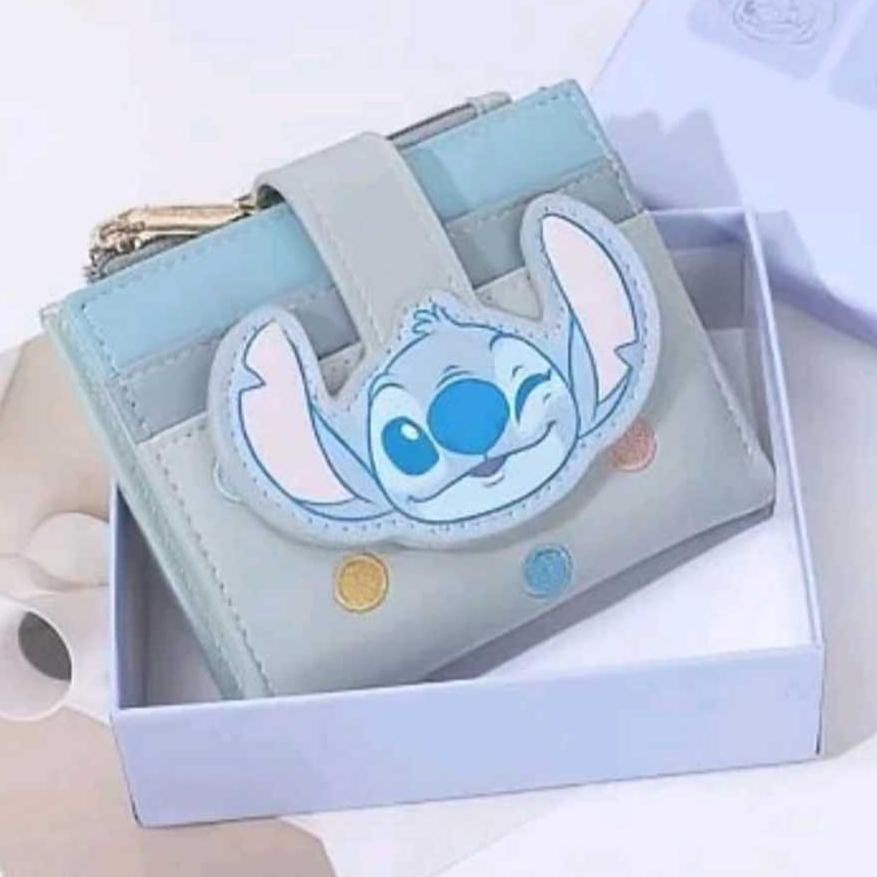 Disney Dompet Lipat Wanita Warna Biru Lilo Stitch Original Wallet Free Box