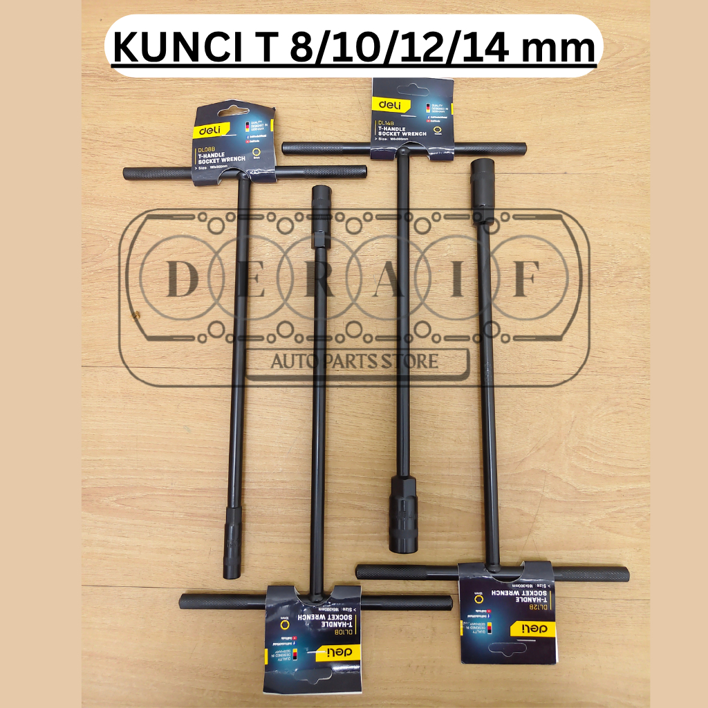 Kunci T Hitam 8 10 12 14 mm DELI | T-Handle Socket Wrench DELI
