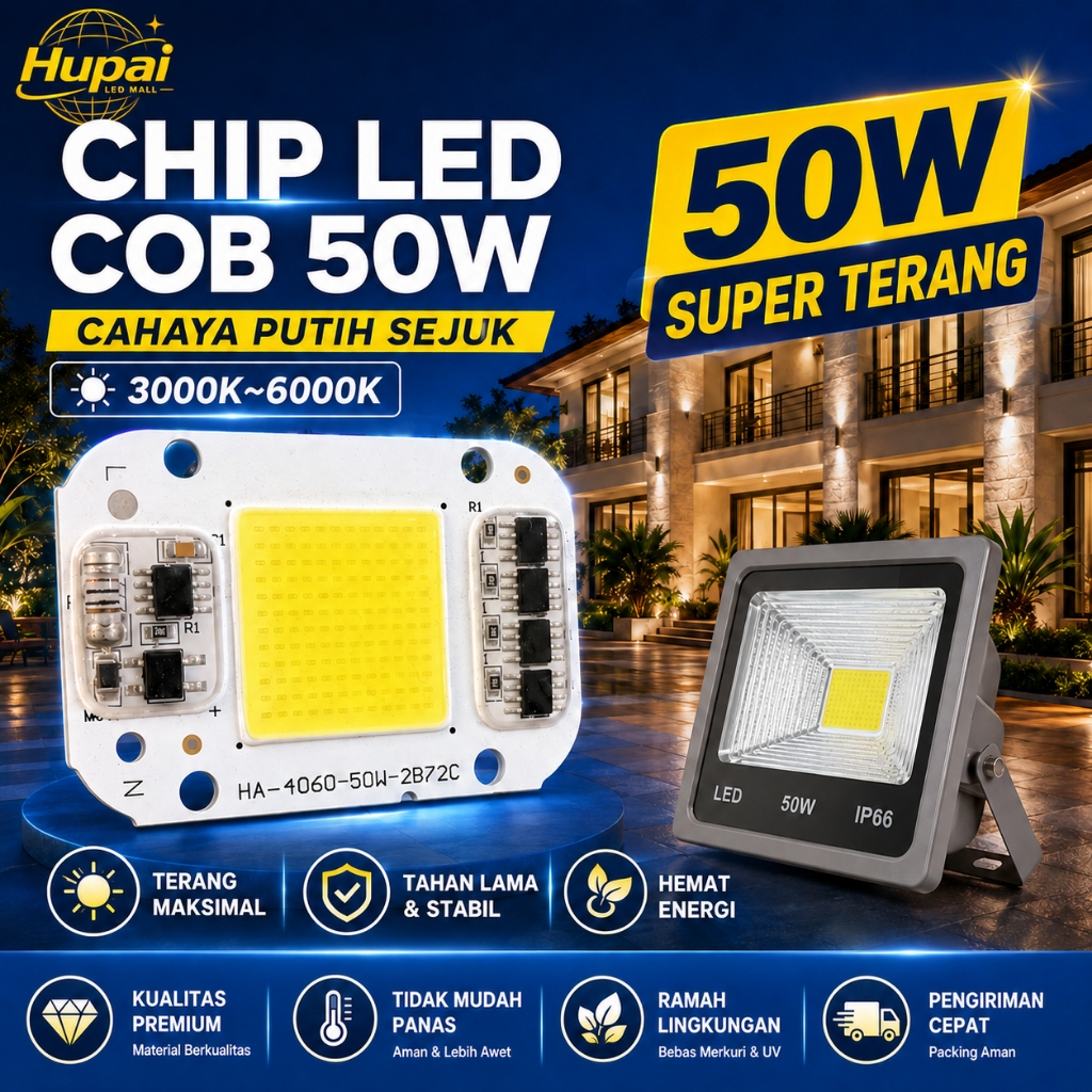 [Garansi/COD] Chip LED COB Spotlight Putih Warm White 6500k 3000K 220V 50W Modul lampu Sorot