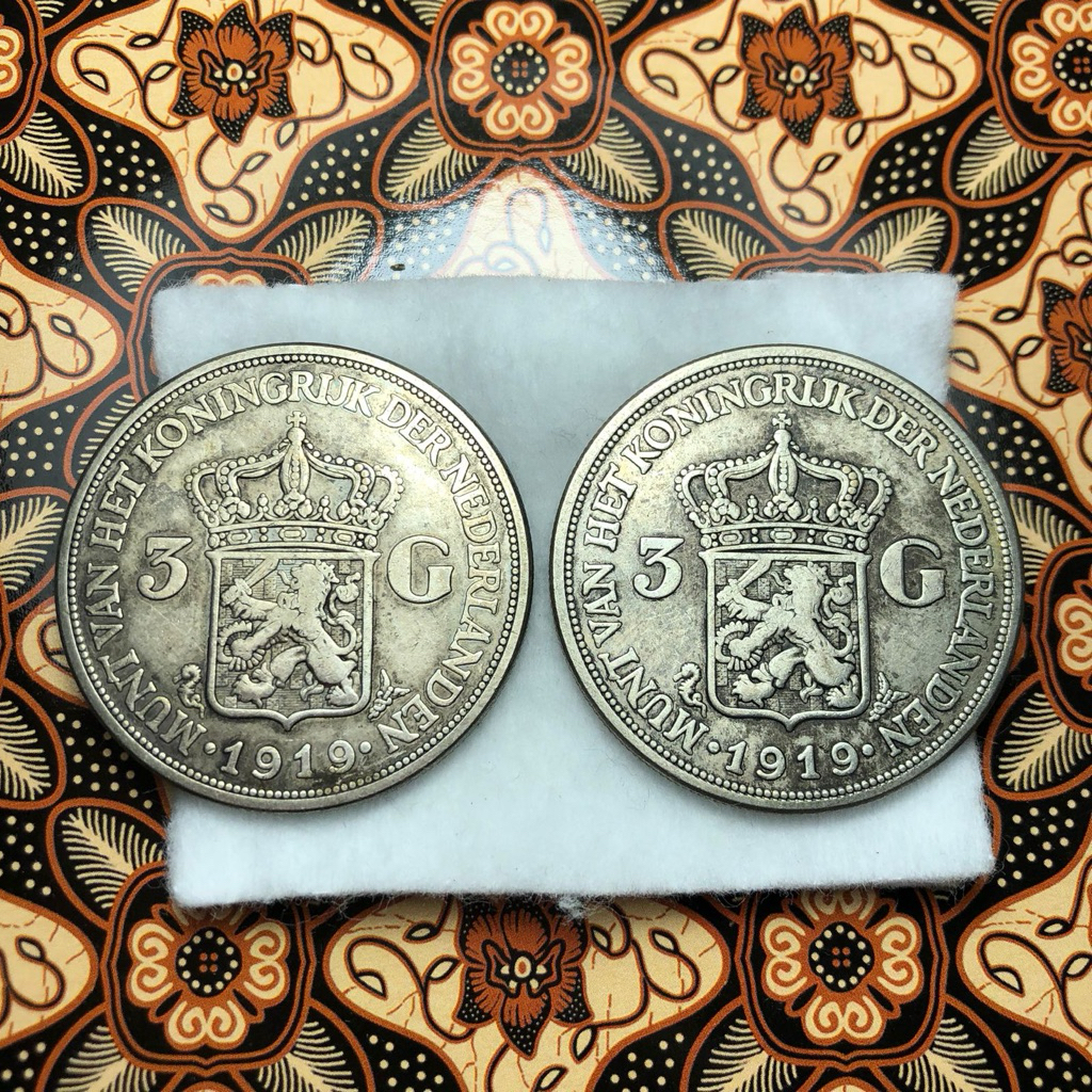 2pcs Koin Wilhelmina 1919 Samping Garis edisi Khusus
