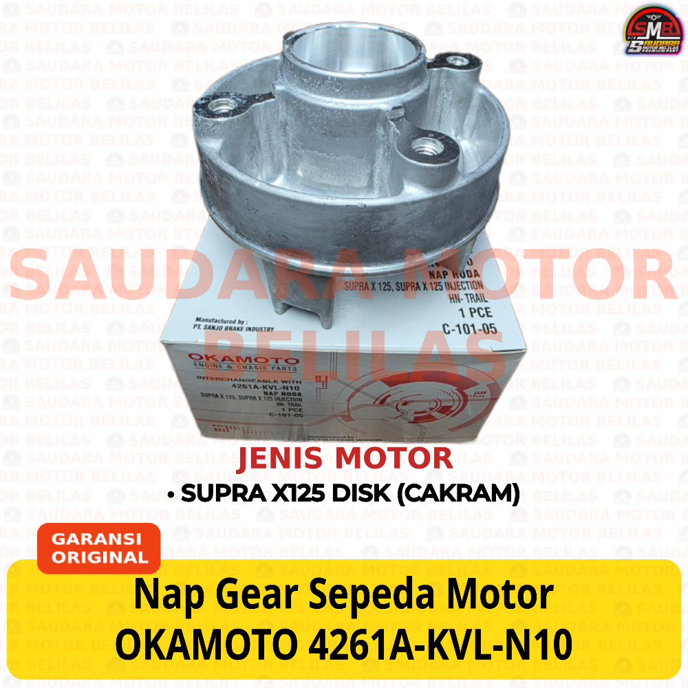 Nap Gear OKAMOTO SUPRA X125 Disk Cakram 4261A-KVL-N10 Dudukan Gigi Roda 100% ASLI ORIGINAL