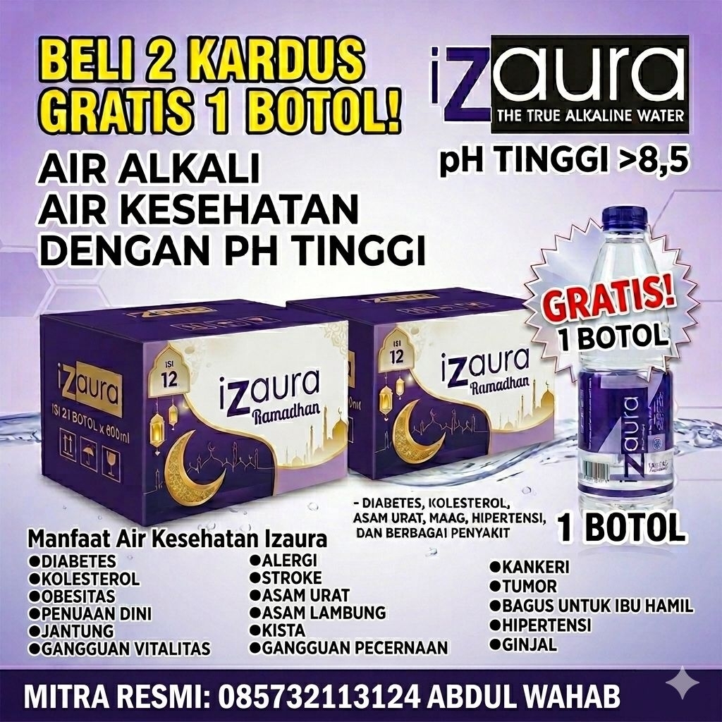 Air Alkali Izaura 2 dos isi 12 Botol gratis 1 Botol Izaura