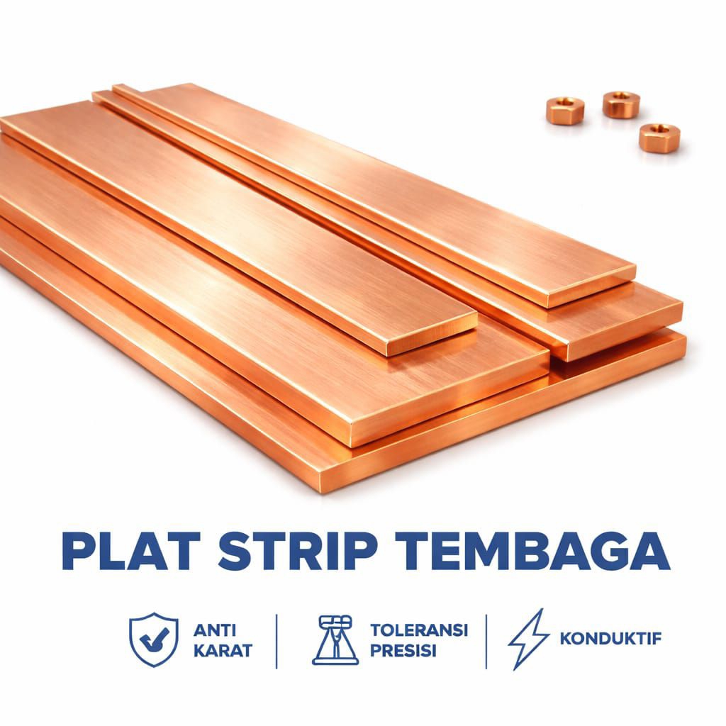 Rail Copper tembaga busbar 8mm x 40mm x 50cm- plat strip busbar 8mm