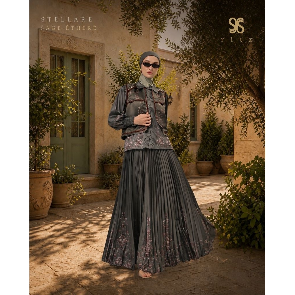 [RITZ SYARI] DRESS SET PREMIUM" STELLARE- Sage Ethere" By RITZ SYARI