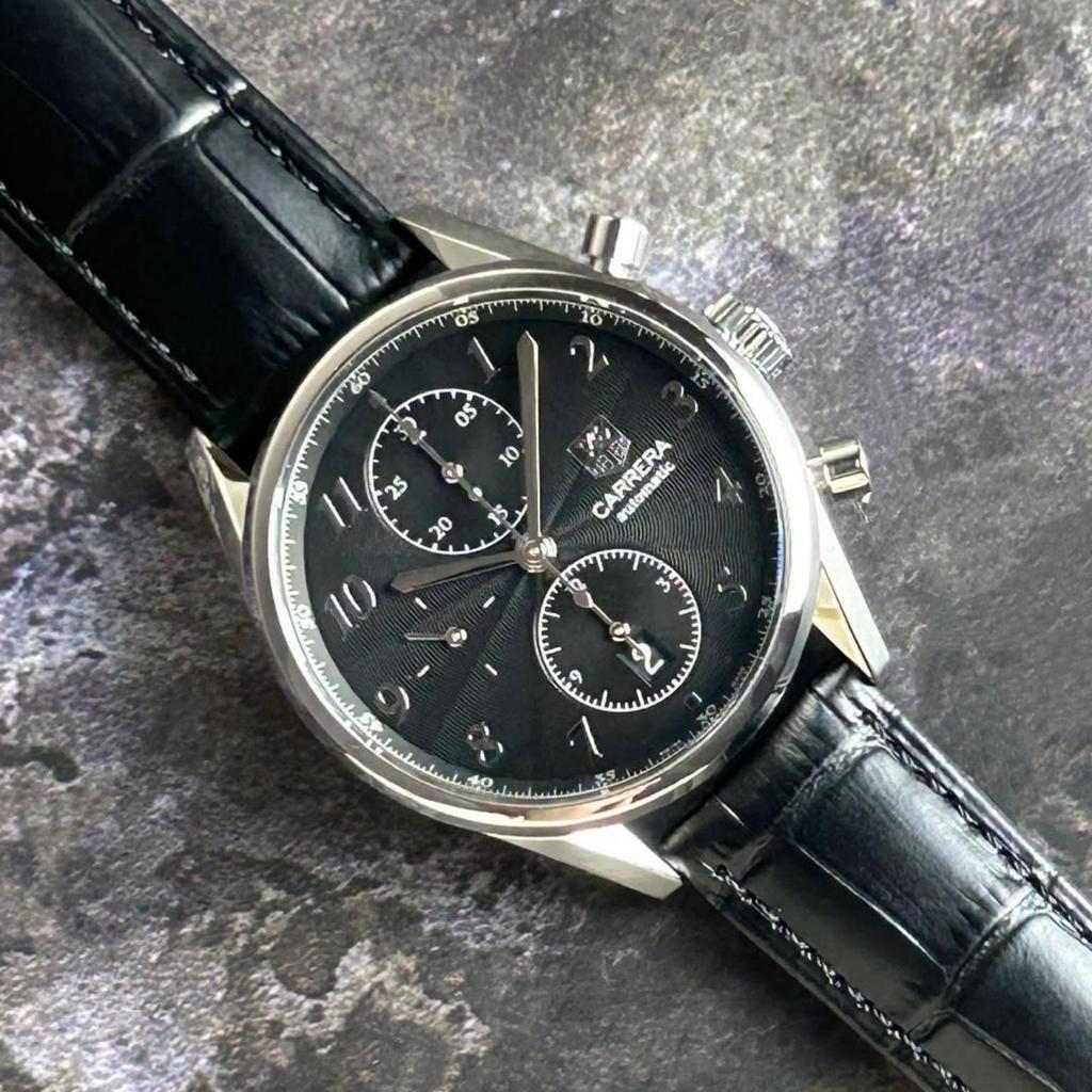 Tag Heuer Carrera Chrono Black Leather Strap 41 mm Automatic CAS2112 FC6291 White Calibre 16