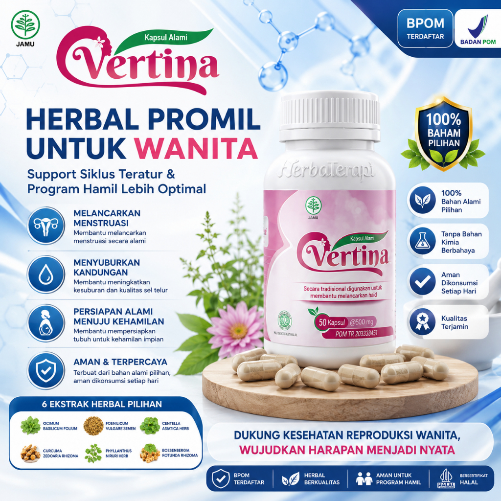 VERTINA Herbal Melancarkan menstruasi penyubur kandungan Wanita Obat Haid tidak teratur suplemen pro