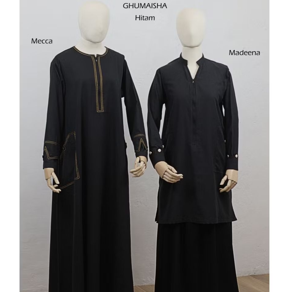 gamis syar'i/tunik/abaya warna hitam by ghumaisha collection