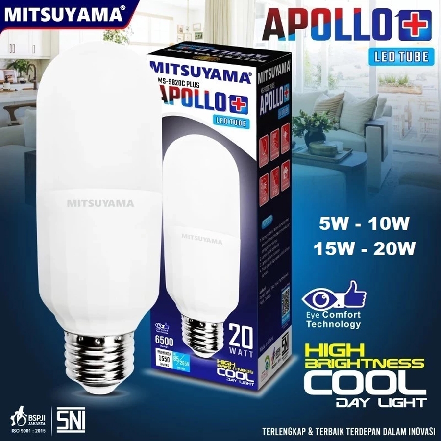 Lampu Bohlam LED Tube 5W-20W Cahaya Putih & Kuning Mitsuyama Apollo Plus