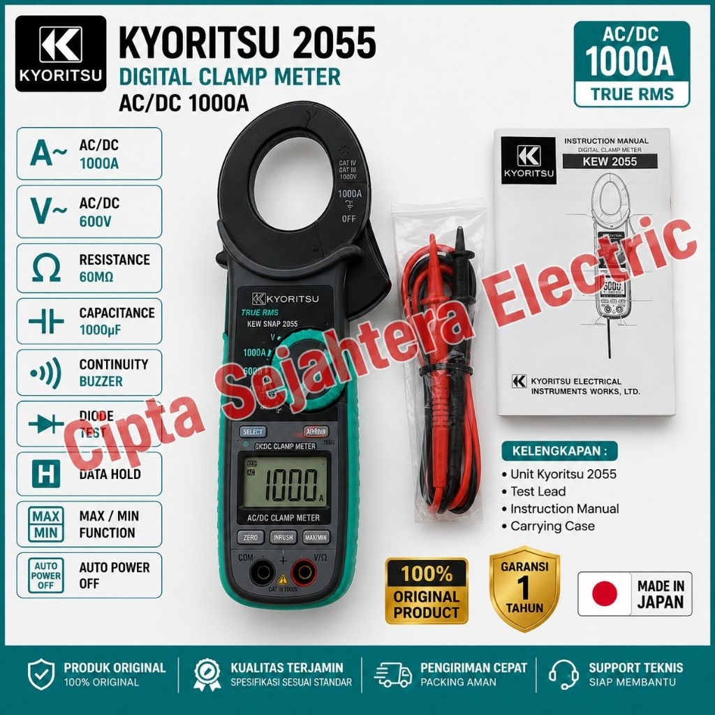 Kyoritsu 2055 digital clamp meter tang amper AC/DC 1000A kyoritsu2055