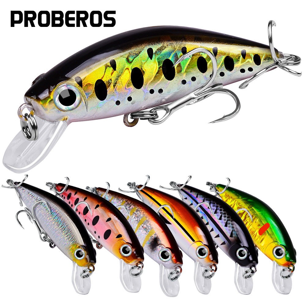 Umpan Pancing Lure Minnow Sinking Casting 3g 4.5cm BKB Hook 4X Strong Mata 3D MN054