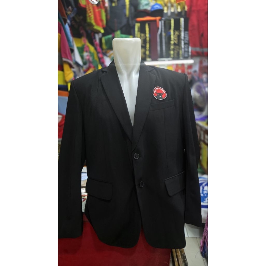 jas hitam pdip bordir logo bahan ladies