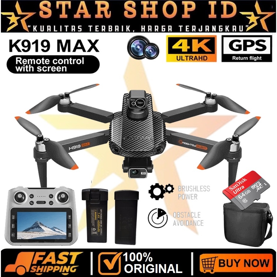 K919 MAX Drone GPS 4K HD Dual Camera 360° Obstacle Avoidance FPV Quadcopter With Screen Remote Contr