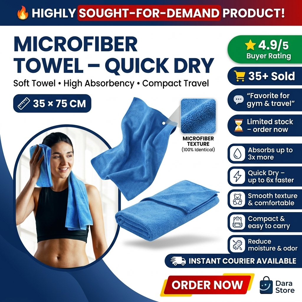 Handuk Microfiber Handuk Halus Kain Lap Cepat Kering Lebar Jumbo Besar Meteran Quickdry 160 x 60 cm 