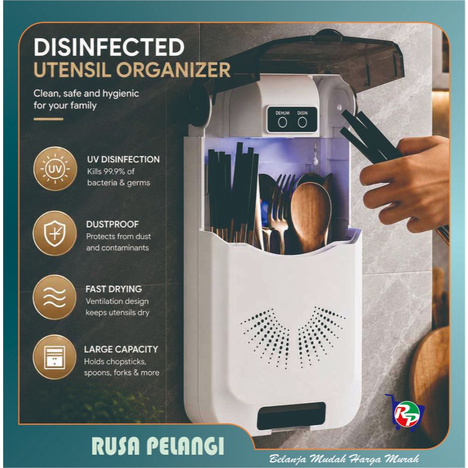 Tempat Alat Makan Disinfected Organizer Holder Wall Mounted - AOKAEN