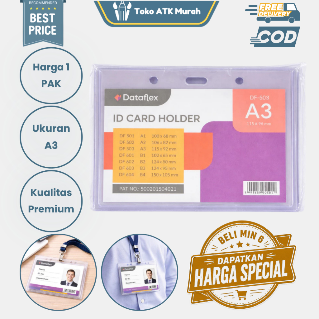 Plastik Id Card Case A3 | Plastik Name Tag / Plastik Nama Landscape