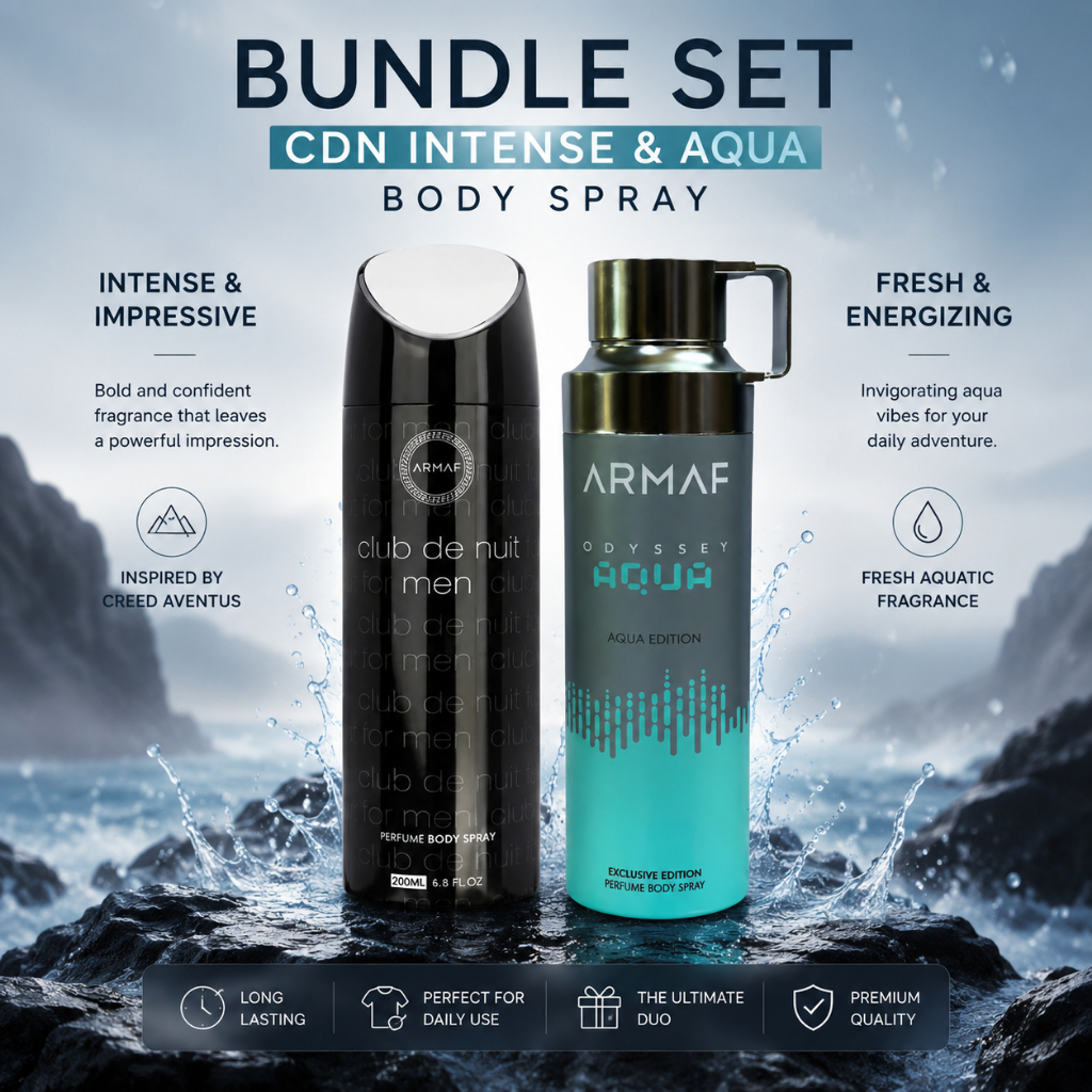 Armaf Intense & Odyssey Aqua Duo Bundle Body Spray 200ml | Parfum Pria | Fresh Maskulin | Dupe Creed