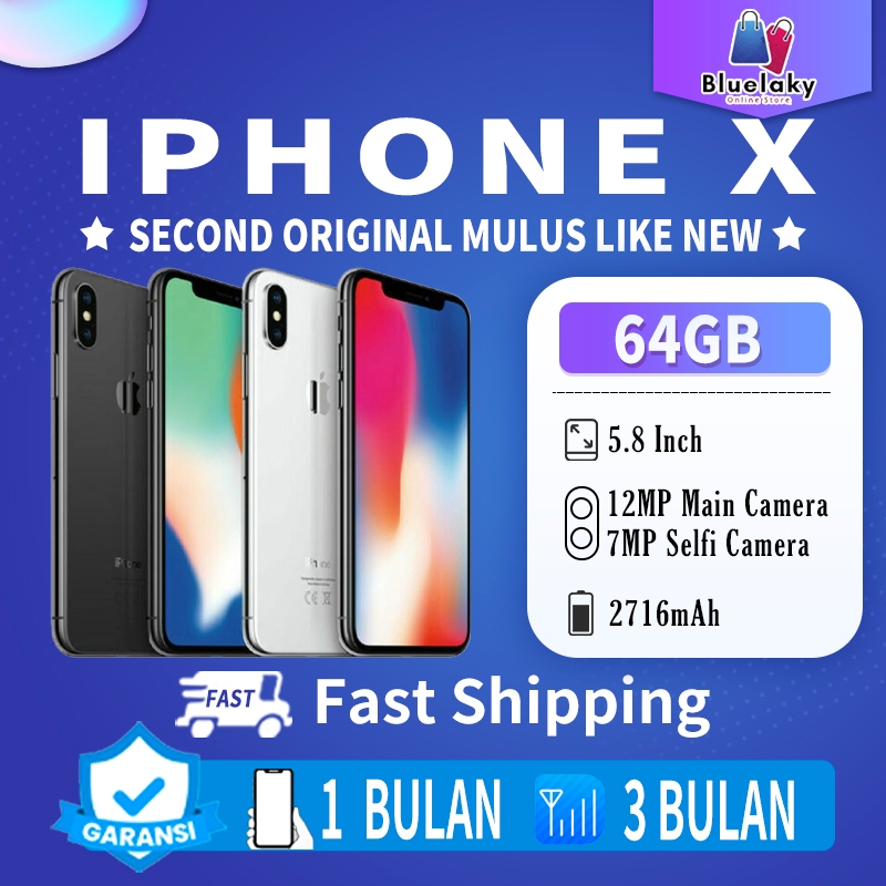 iPhone X 64GB Second Original100% EX INTER 5G 5.8“LCD-Ori Fullset Mulus Normal LikeNew Smartphone