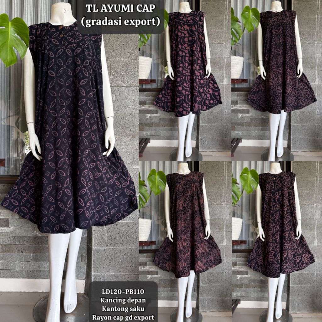 Tl Ayumi batik cap /daster batik cap tanpa lengan asli solo