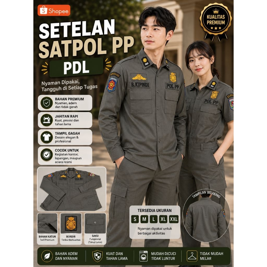 Seragam PDL Satpol PP Satu Set Lengkap dengan Atribut