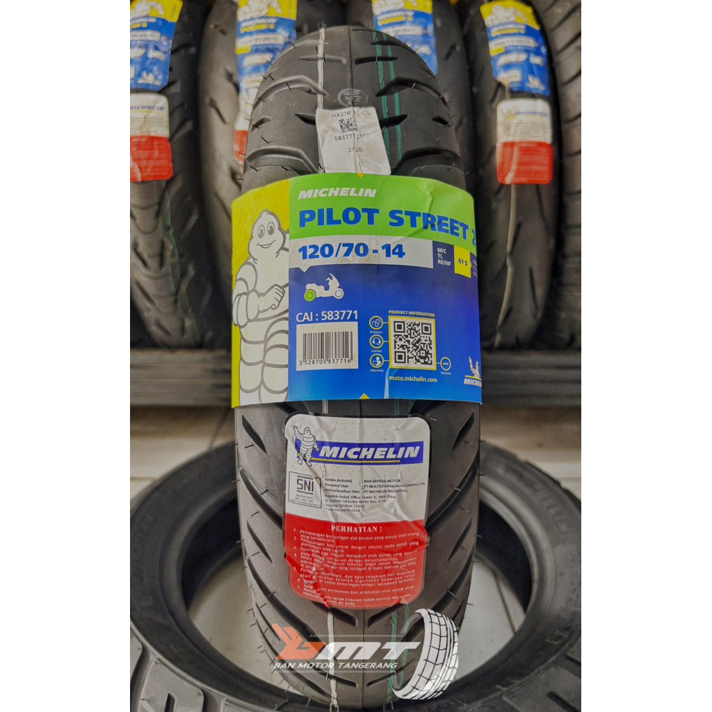 Ban Michelin Pilot Street 2 ukuran 120/70-14 Tubelees