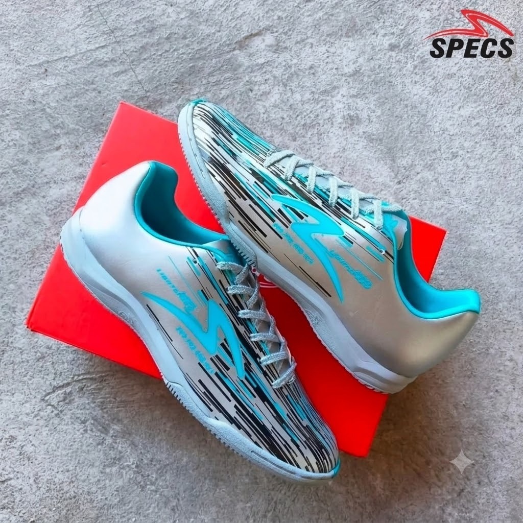 [NEW] SEPATU FUTSAL SPECS LIGHTSPEED REBORN SILVER BLACK AQUA
