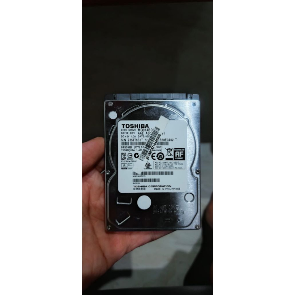 (Harddisk) HDD Toshiba 750GB 2.5" SATA MQ01ABD075 Harddisk Internal | Health 100% Normal