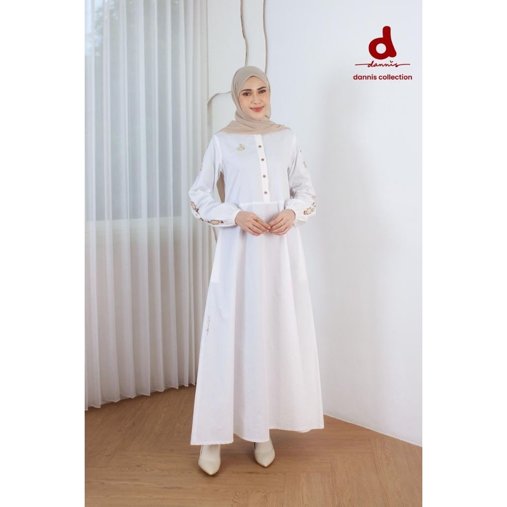 Dannis Putih Baju Ikhrom Gamis Abaya Dress Muslim Remaja Dan Dewasa