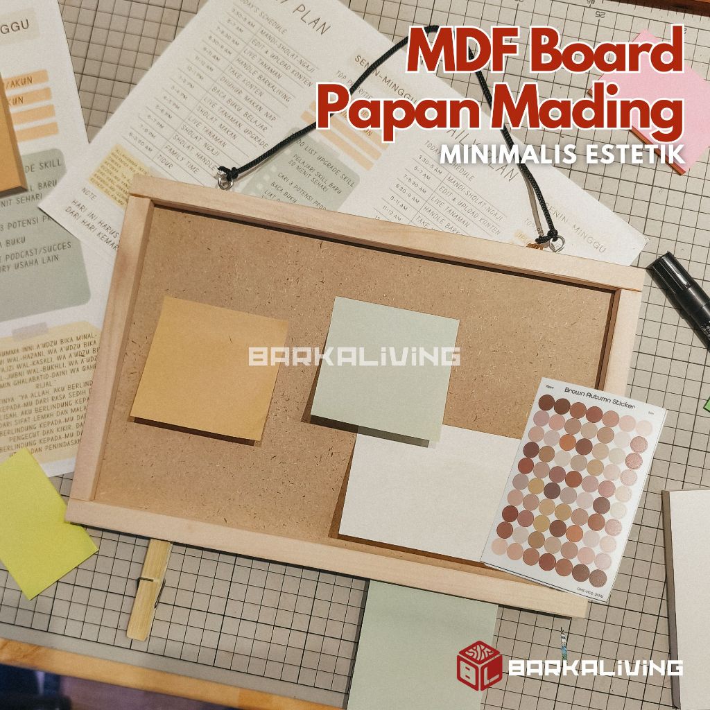 Papan Mading MDF Board Aesthetic Papan Pengumuman Tempel Foto Memo Board Bingkai Kayu