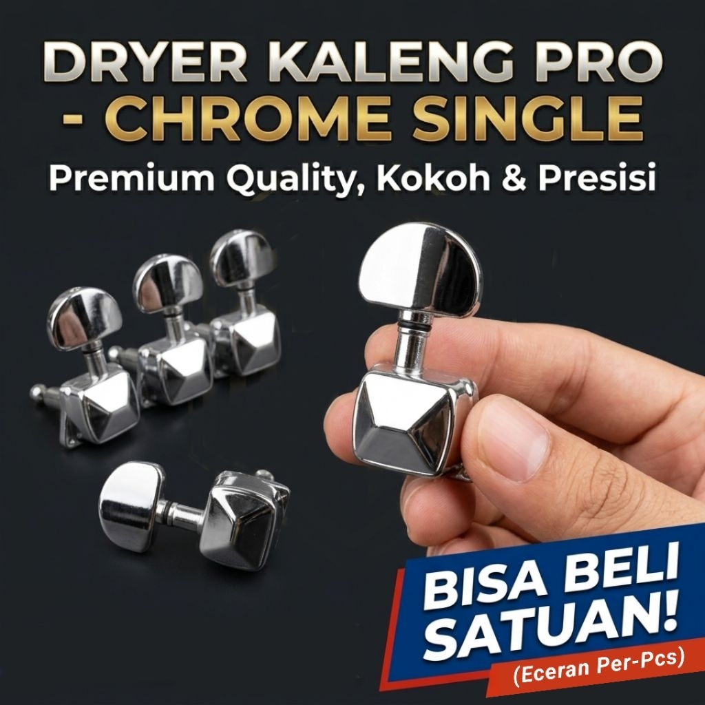 Dryer Gitar Akustik Kaleng Chrome Satuan Eceran - Putaran Tuner Peg Gitar Pro Berkualitas