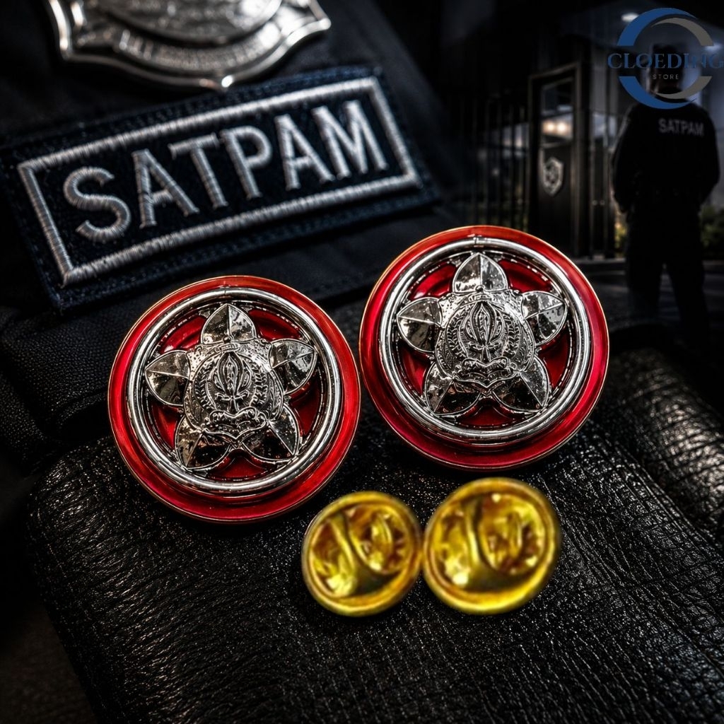 Pin Monogram Satpam - Monogram Satpam Lapis Mika - Pin Monogram Satpam Terbaru Warna Merah - Pin Mon