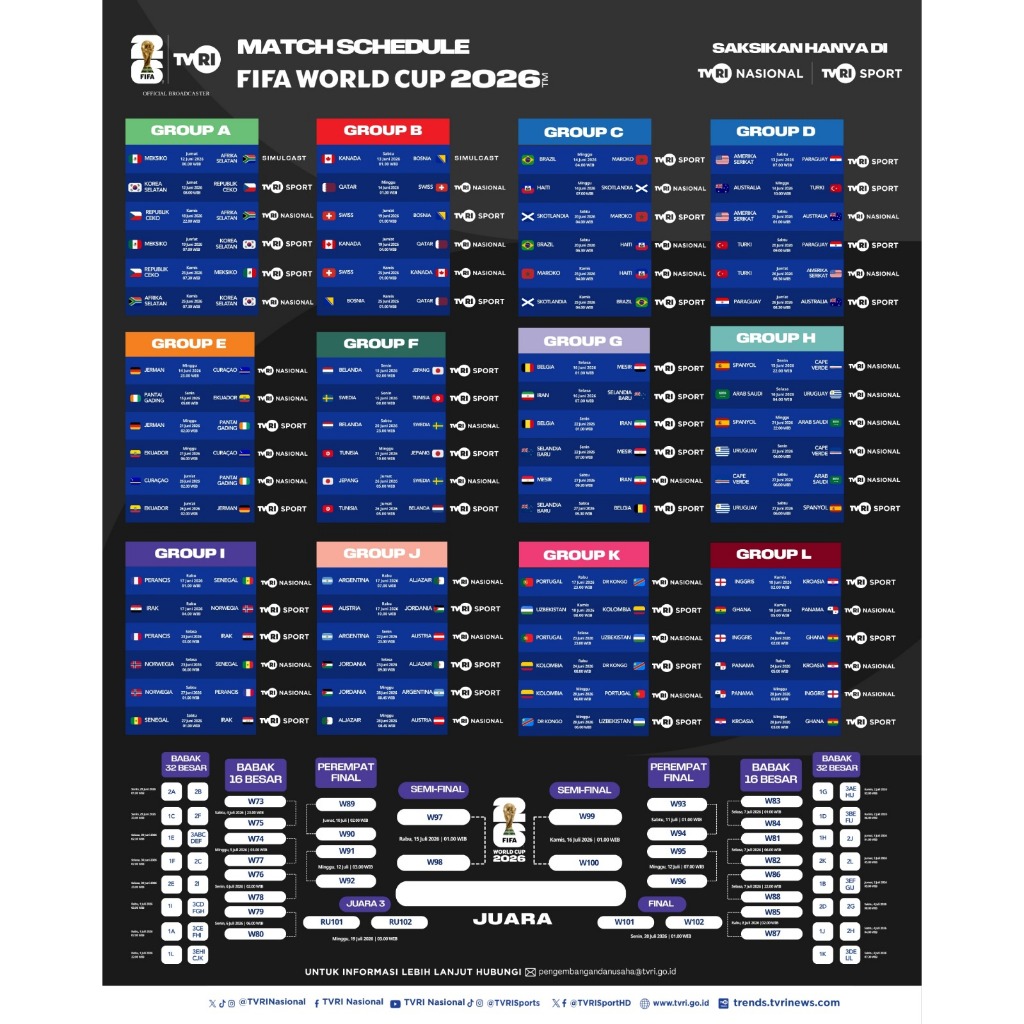 Poster jadwal piala dunia 2026 murah A3