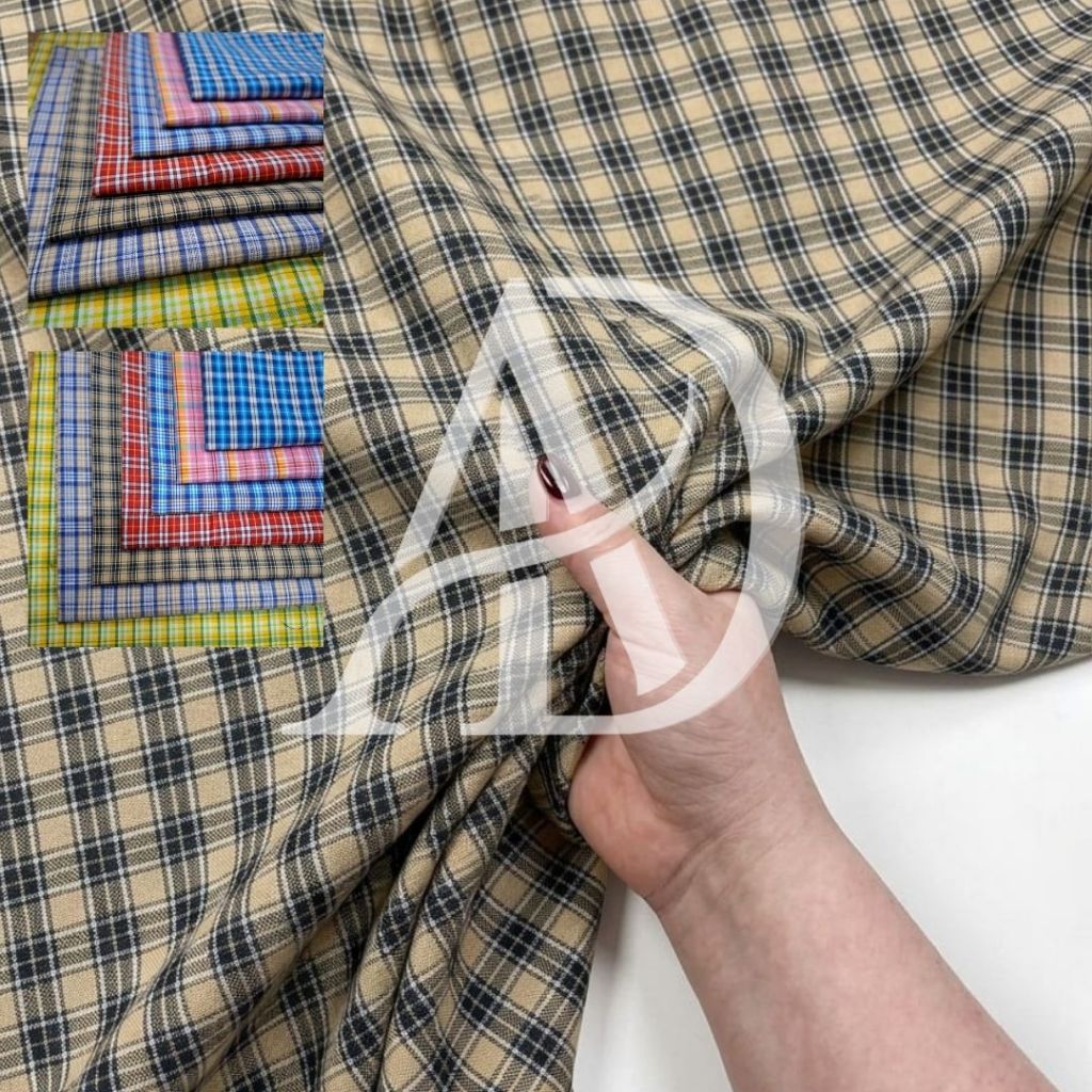 Kain seragaman Kain Kotak Kotak Meteran Yardyed Katun Bahan Kain Seragam Kotak