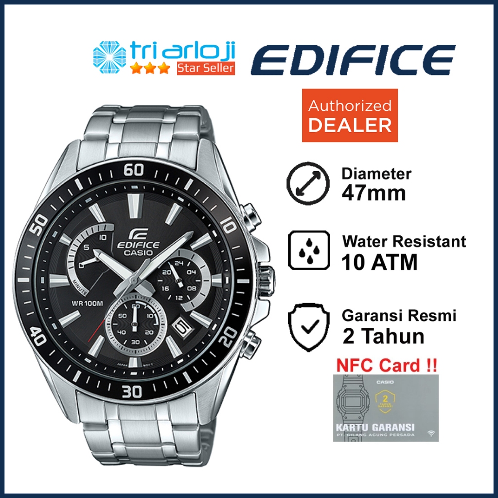 Casio EDIFICE EFR-552D-1AVUDF Jam Tangan Pria Analog Stainless Hitam EFR-552D-1A EFR552D