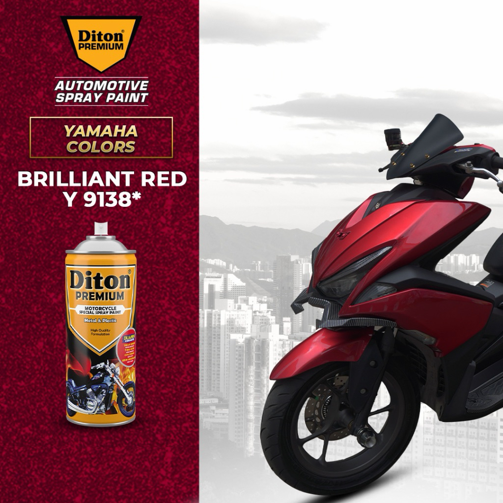 Pilox Diton Premium Merah Paket Diton Premium Brilliant Red* || Cat Semprot Body Motor Rangka Motor&