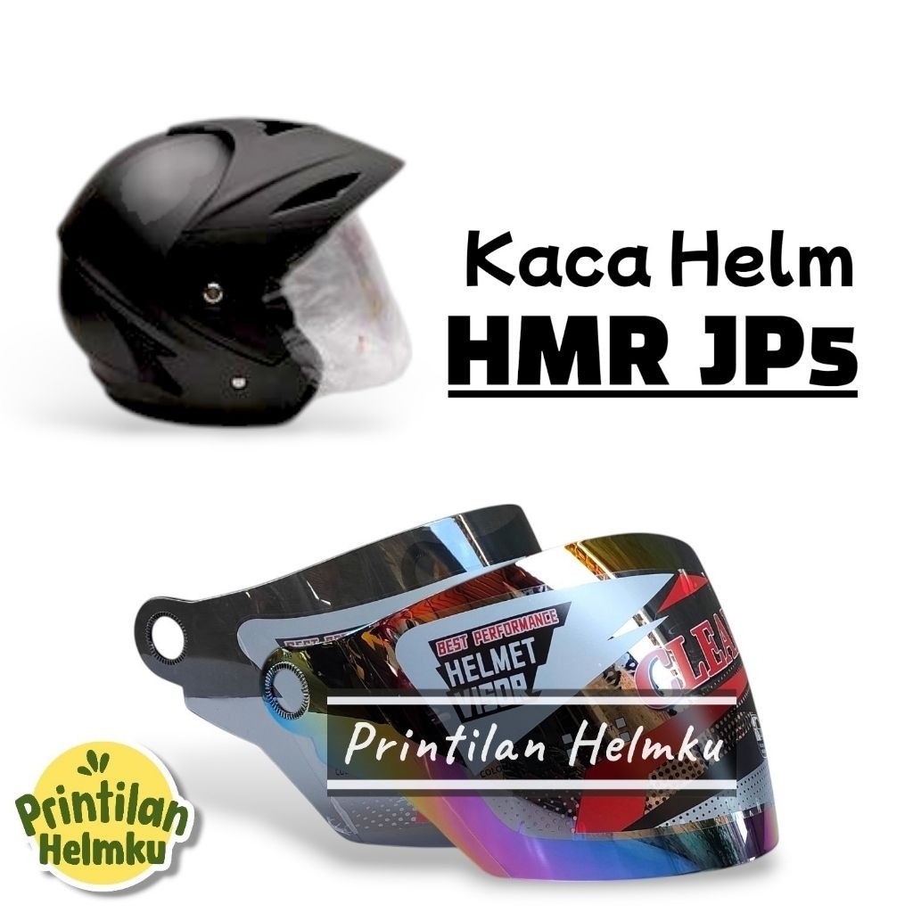 Printilanhelmku - Kaca Helm HMR JP5 Visor Helmet Hmr JP5 Warna Bening Hitam Pelangi