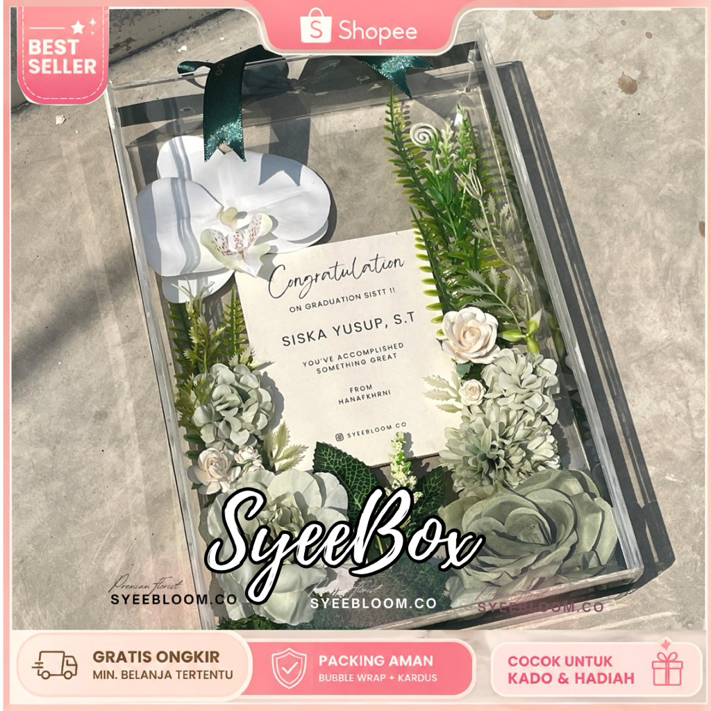 Syeebloom Acrylic Flower Box | Kado Wisuda, Lamaran & Birthday