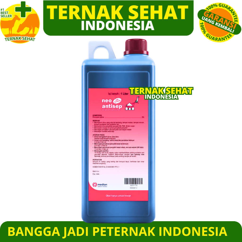 NEW PORODUK NEO ANTISEP NEW FORMULA 1 LITER MEDION - DESINFEKTAN DISINFEKTAN IODINE UNTUK KANDANG