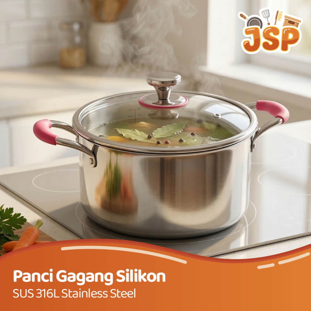 JSP - Panci Stainless Steel Gagang Silicone SUS 316L 22-24-26 cm