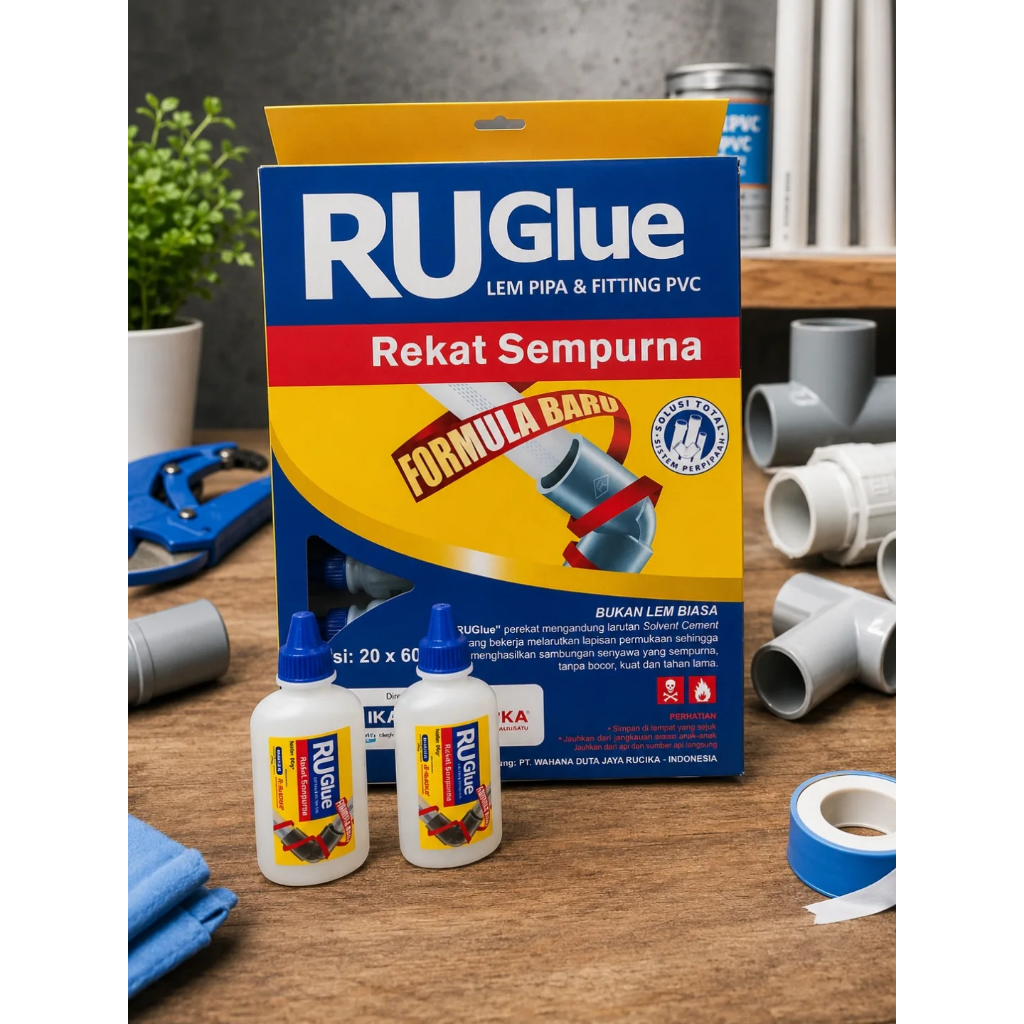 Lem Ruglue Botol 60 Gr | Lem Pipa PVC | Ruglue Pipa