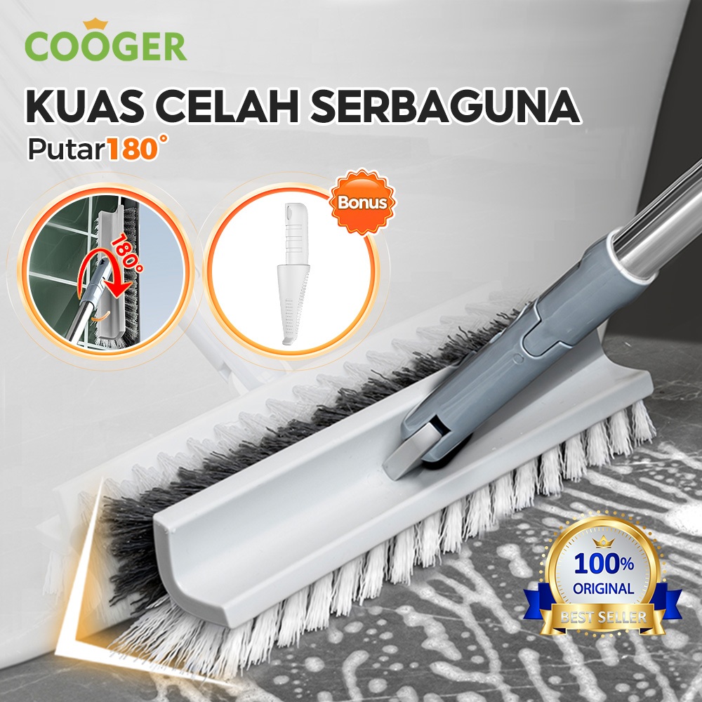 freemir x COOGER Sikat Kamar Mandi Gagang Panjang Dua Sisi Untuk Toilet Bentuk V Dapat Menjangkau Su