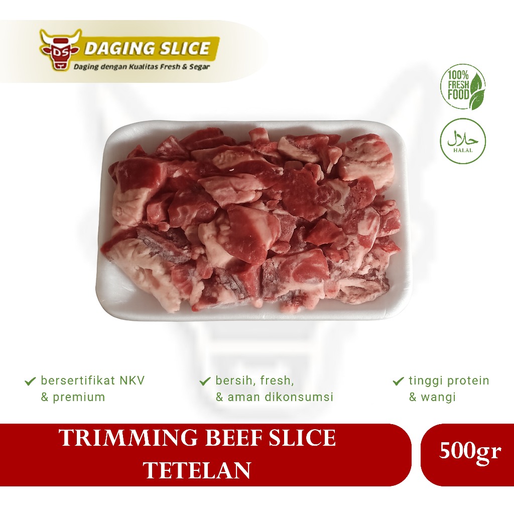 Trimming Beef Slice 500gr Tetelan Sapi Trim Mess Meat Bandung