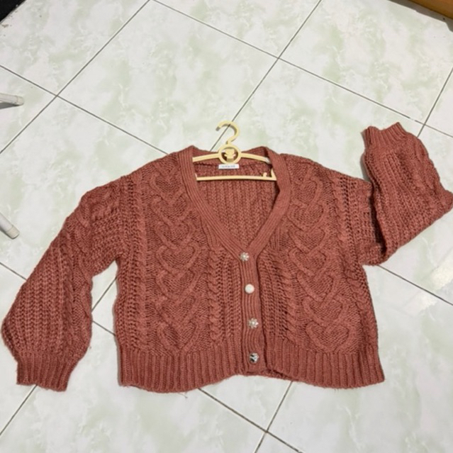 Cardigan Rajut Olive des olive