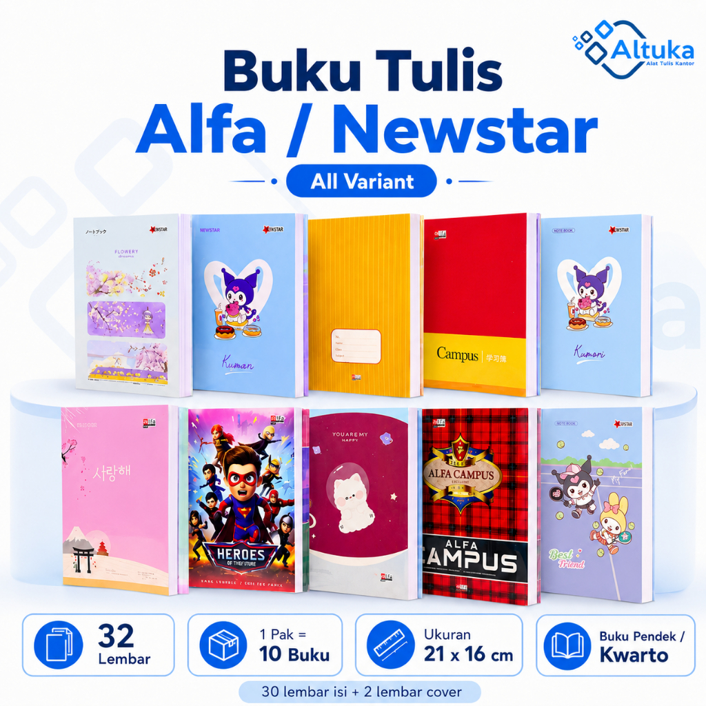 (10pcs) Buku Tulis Kraft Alfa Campus / Buku Catatan Sekolah Sampul Coklat Alfa 32 & 38