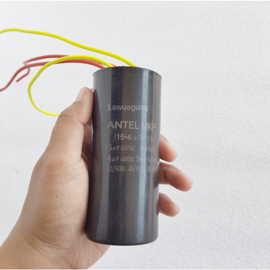 15+4uF kapasitor mesin cuci 2 tabung ANTEL MKP 15 + 4uF 450V AC - Capasitor dual run 15 + 4uF 4 KABE