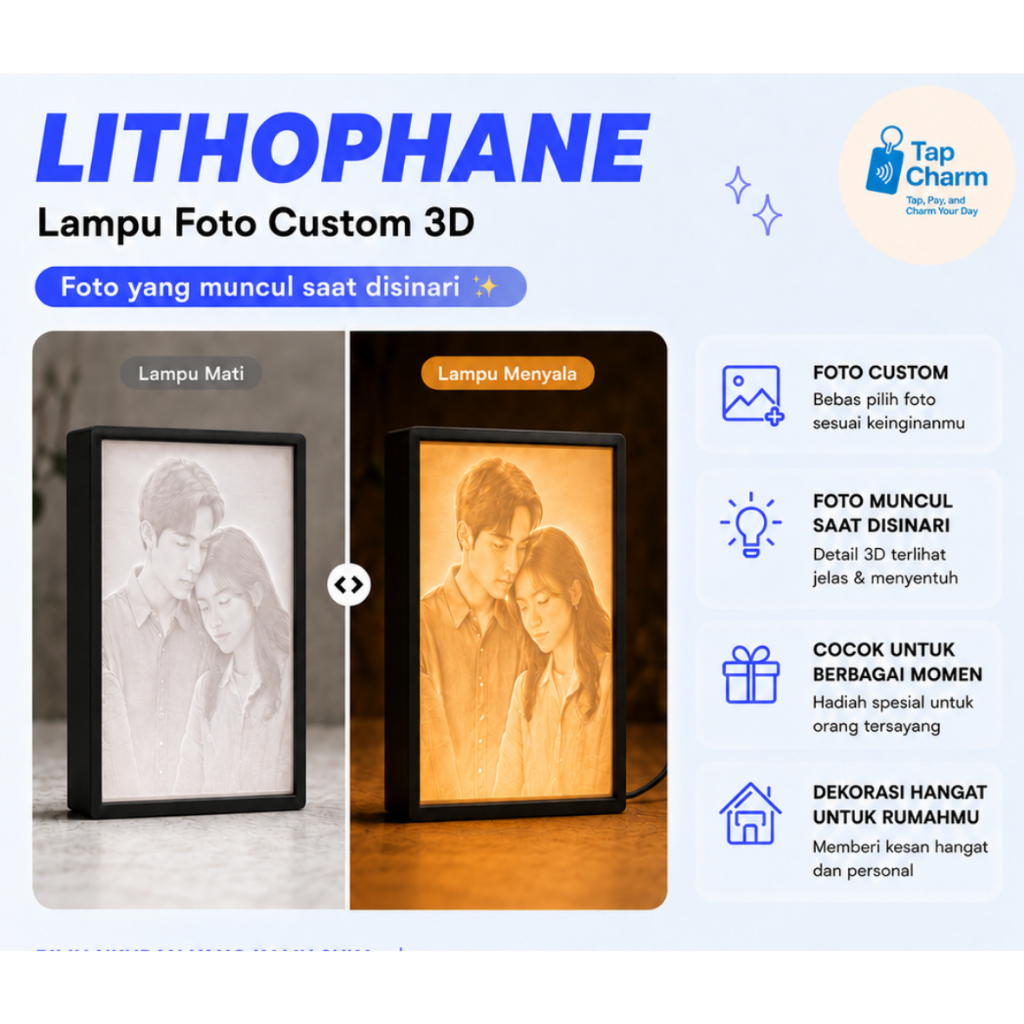 Lampu Foto Custom 3D | Foto Menyala Saat Disinari | Kado Unik | 3D Print | Dekorasi