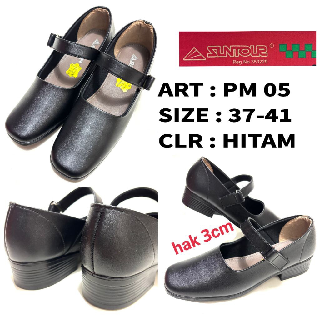 Sepatu Pantofel Paskibra Wanita Suntour PM 05 Black / Suntour Original / Sepatu Panfotel Wanita Pask