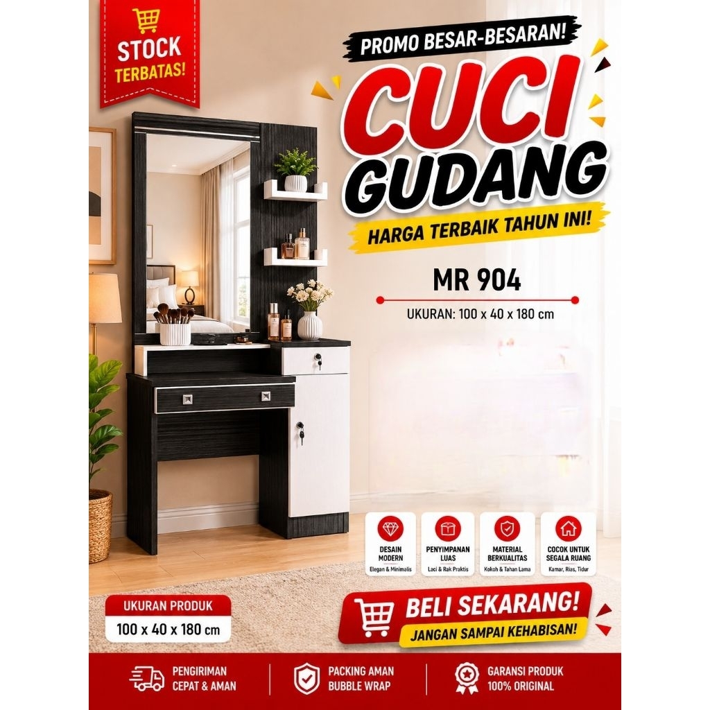 [ Golden Furniture ] Meja Rias Siantano MR904 - Meja Rias Minimalis Siantano - Tiolet Promo Murah - 